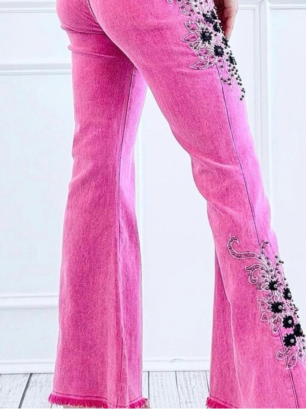 POL Pink High-Waist Denim Pant - Wild at Heart Retro - embroidered & embellished - Picture 6 of 6